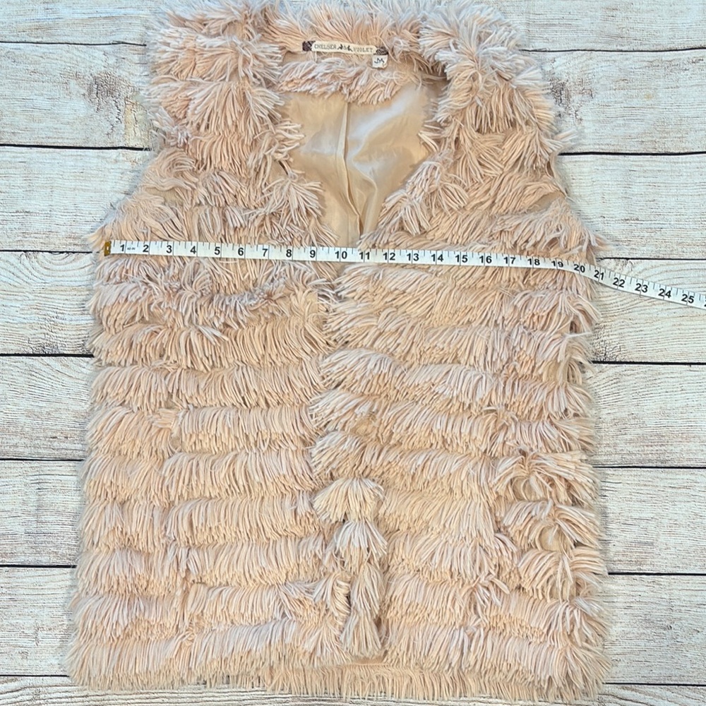 Chelsea & Violet Shaggy Faux Fur Vest in Cream